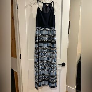 J. Crew Maxi Dress Racerback Navy White Pattern Womens 2 Contemporary Summer
